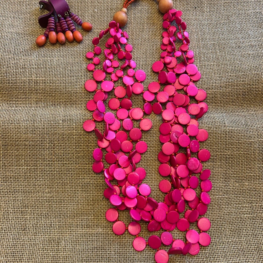 Pink Necklace w  Earrings